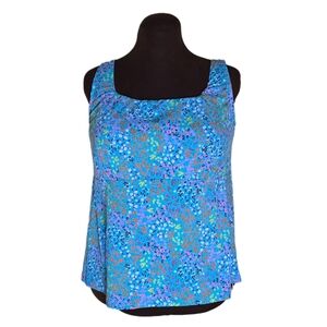 18W Lands' End Square Neck Ditsy Floral Tankini Top Adjustable Cottagecore Prep